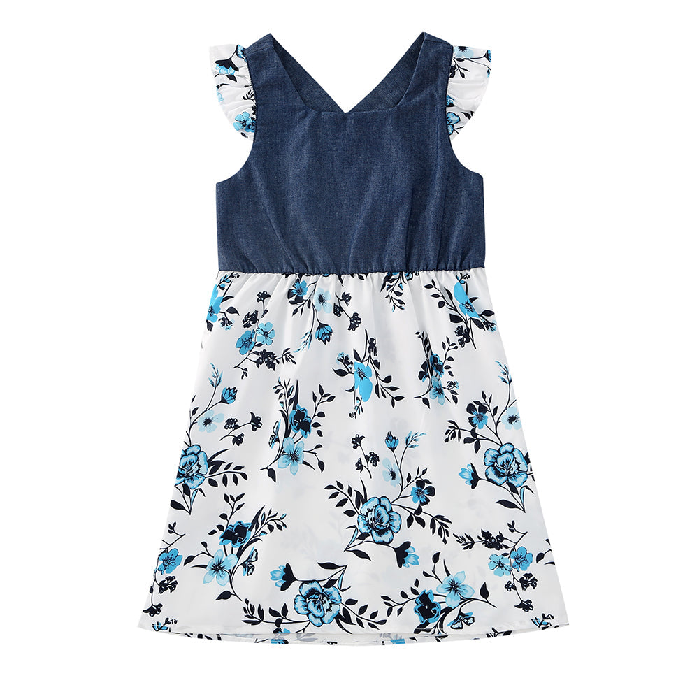 Family Matching Floral Print Dresses and T-shirts Sets