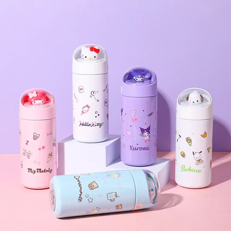 Kawaii Sanrio Hello Kitty Thermos Cup Cute Cartoon Kids Stainless Steel Cinnamoroll Kuromi My Melody Insulated Tumbler Gift
