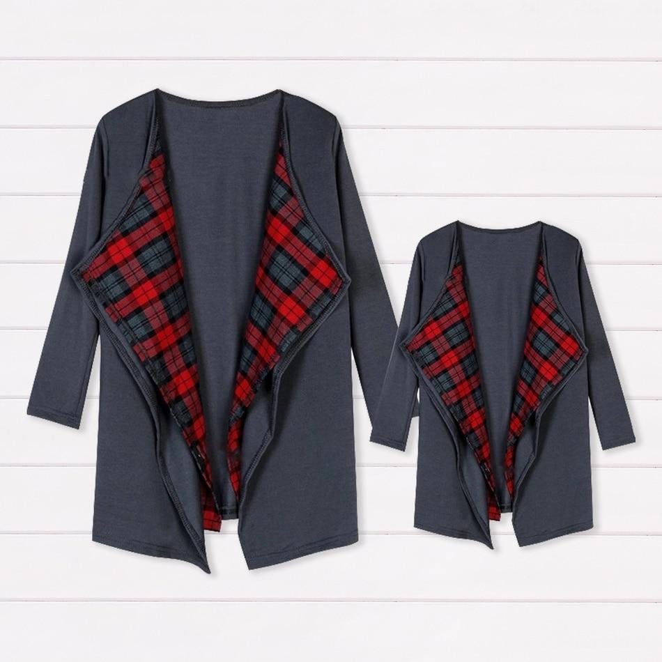 Knitted Plaid Cardigan for Mommy and Me