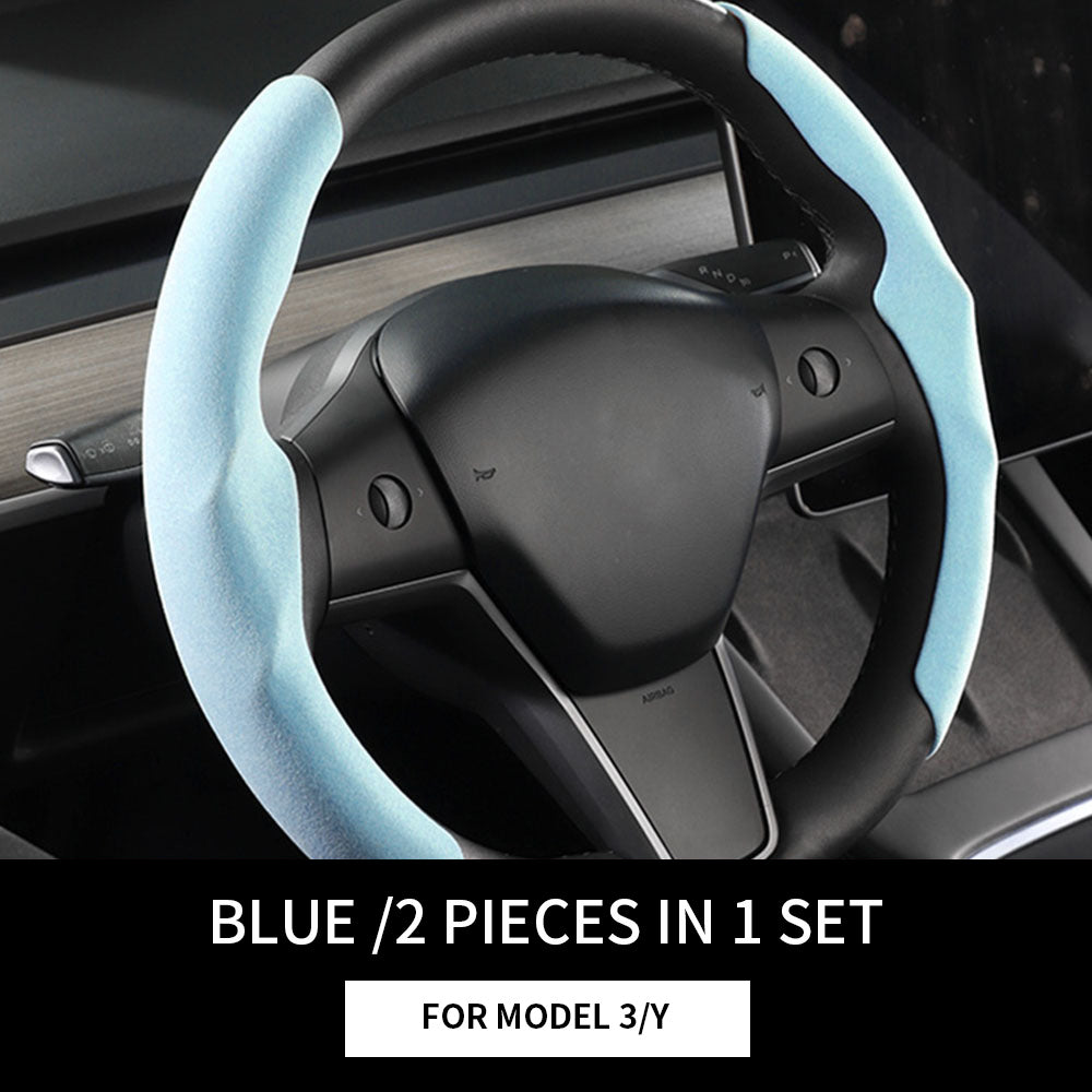 Tesla Model 3 Model Y Suede Steering Wheel Cover (2 Pcs/Set)