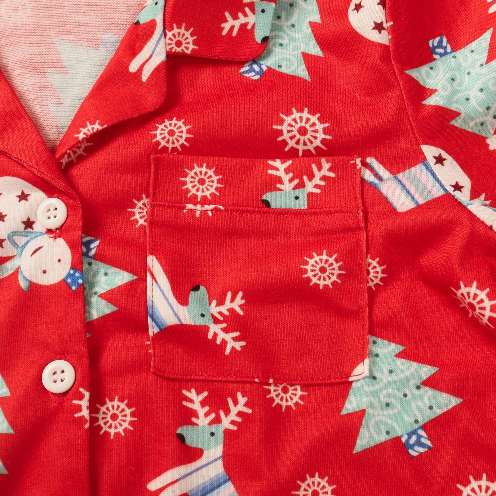 Christmas Tree Polar Bear Polka Dot Print Loose Cardigan Pajamas 22175