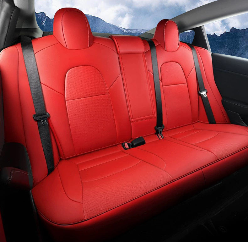Suitable For Tesla Model 3 Model Y Car Seat Cover Full Set, Leather Car Seat Cushion Protector(2017-2023)