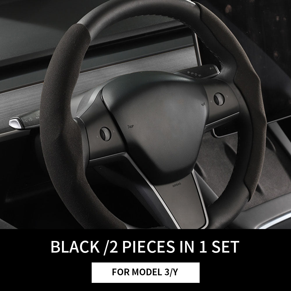 Tesla Model 3 Model Y Suede Steering Wheel Cover (2 Pcs/Set)