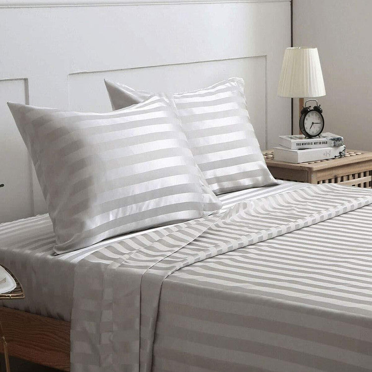 Striped Satin Sheets Pillowcase Four Piece Set