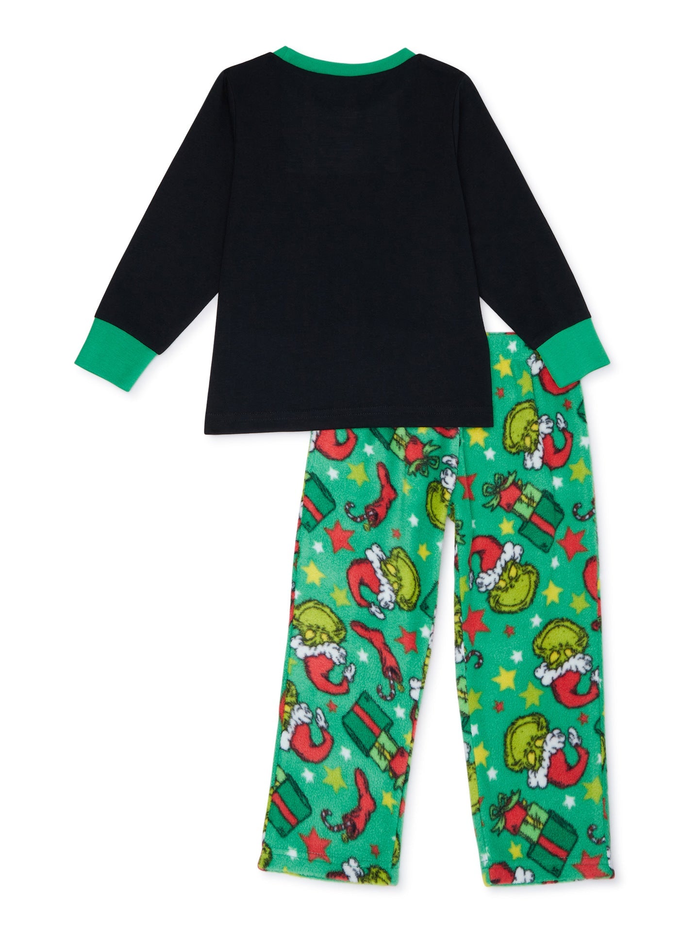 Merry Christmas Cartoon Print Black Shirt Green Pants Matching Pajamas 210820