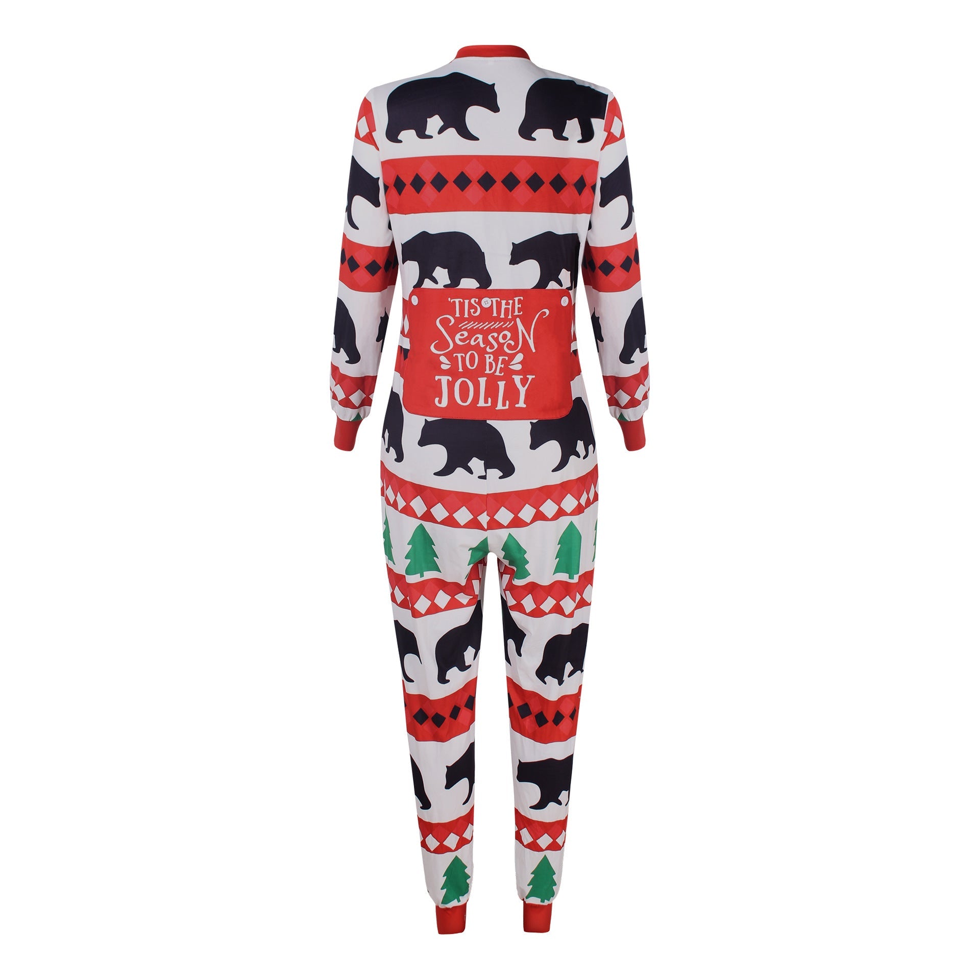 Christmas Tree Polar Bear All Over Print Casual Jumpsuit Matching Pajamas OM9769