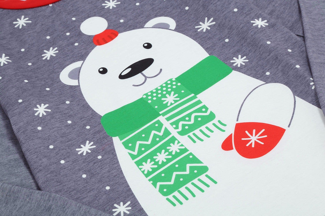 Christmas Bear Print Shirt Plaid Pants Family Matching Pajamas 5518