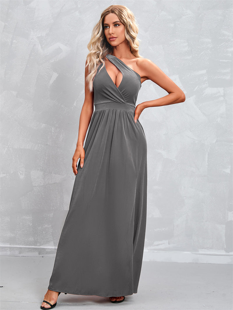 Women Solid Color Sexy Cutout Party Dress 101956