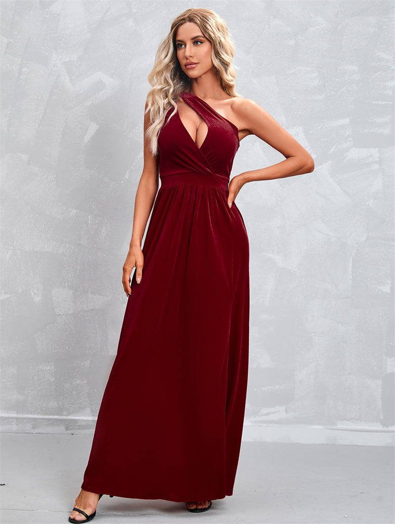 Women Solid Color Sexy Cutout Party Dress 101956