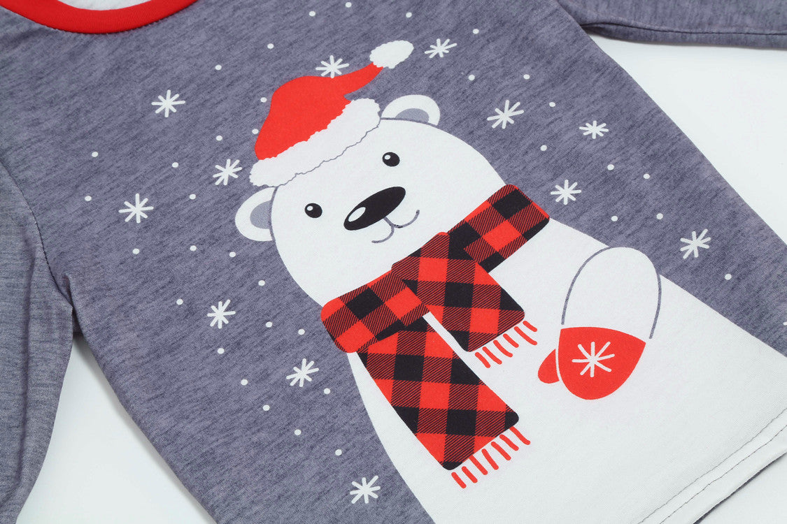 Christmas Bear Print Shirt Plaid Pants Family Matching Pajamas 5518