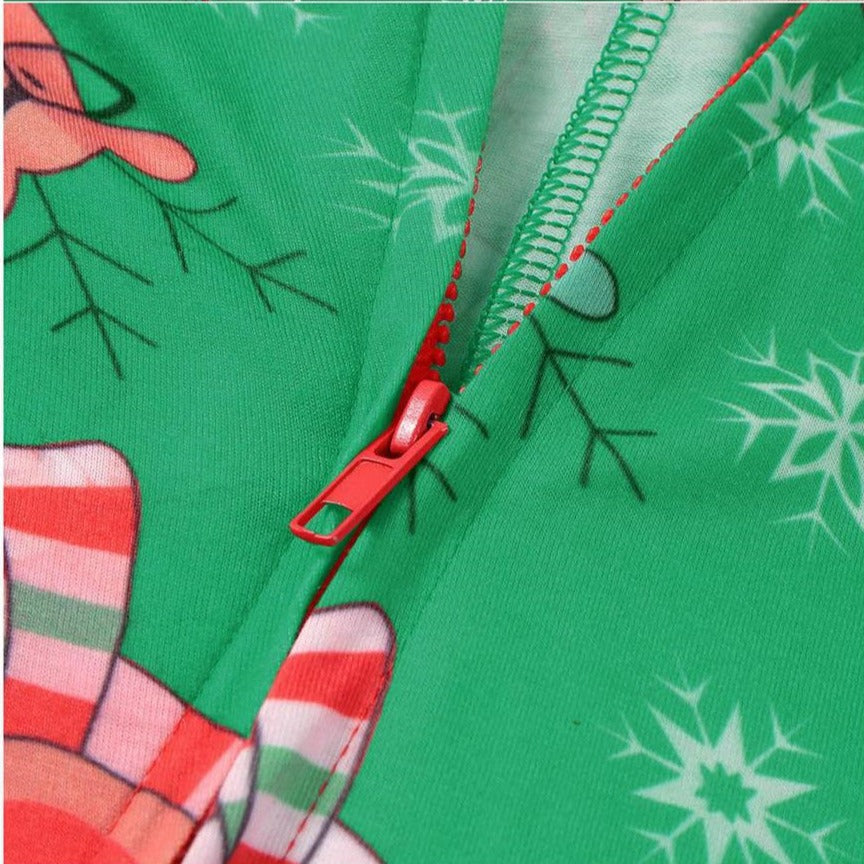 Reindeer Christmas Family Matching Onesie Green Pajama
