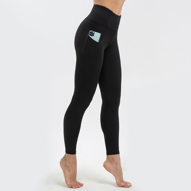 Women Seamless Stitching High Waist Sports Pants 7/8 Leggings with Pockets KZ2332