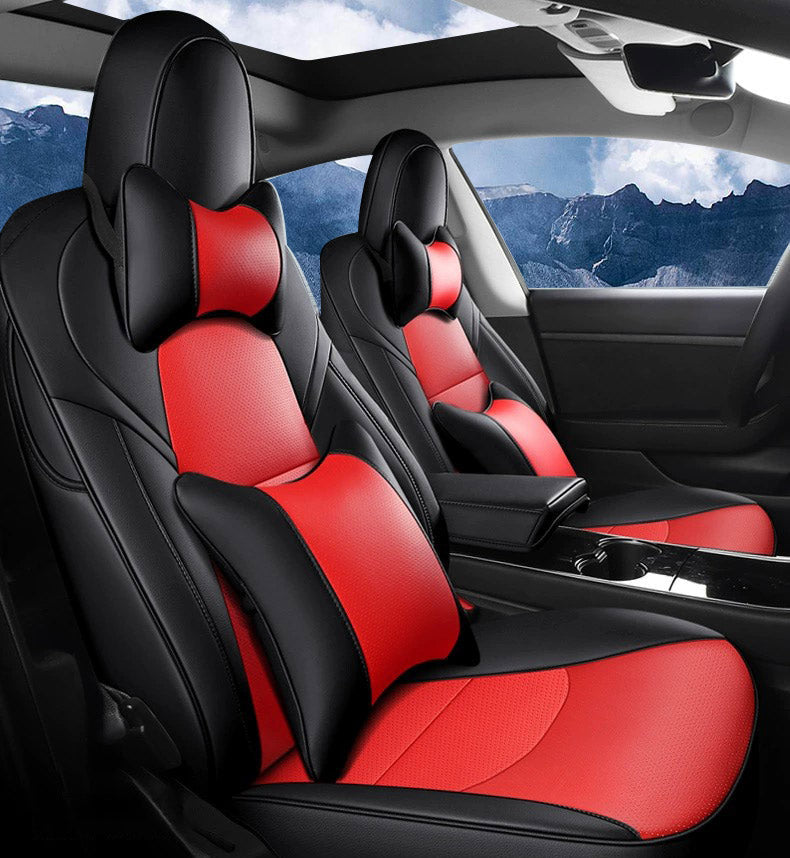 Suitable For Tesla Model 3 Model Y Car Seat Cover Full Set, Leather Car Seat Cushion Protector(2017-2023)
