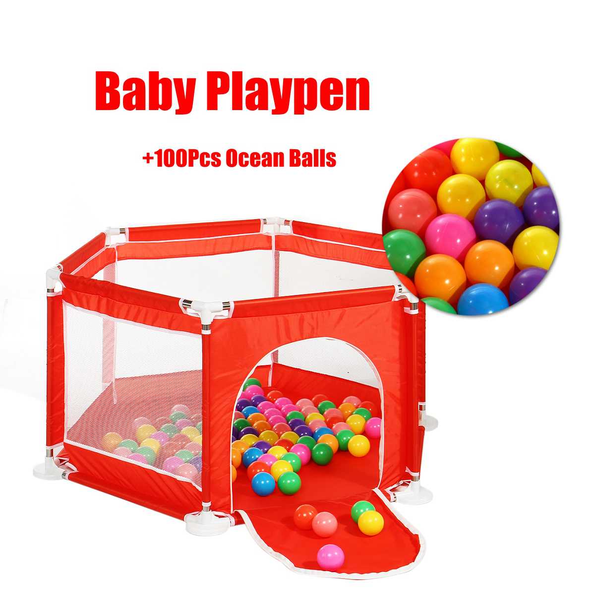 Playpen for Children 6 Sided  60*16*18cm Playpen Pool Balls Baby Playpen Ball Pool for Baby Fence Kids