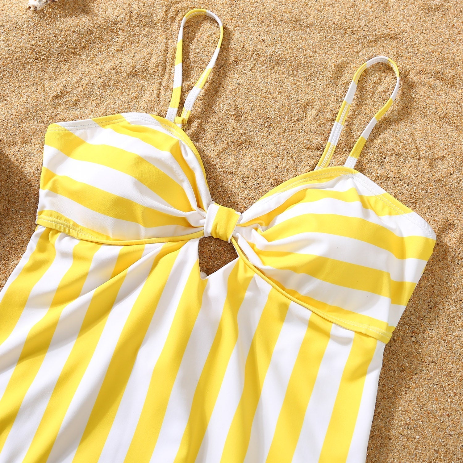 Striped Hollow Out Monokini Mommy and Me Beachwear