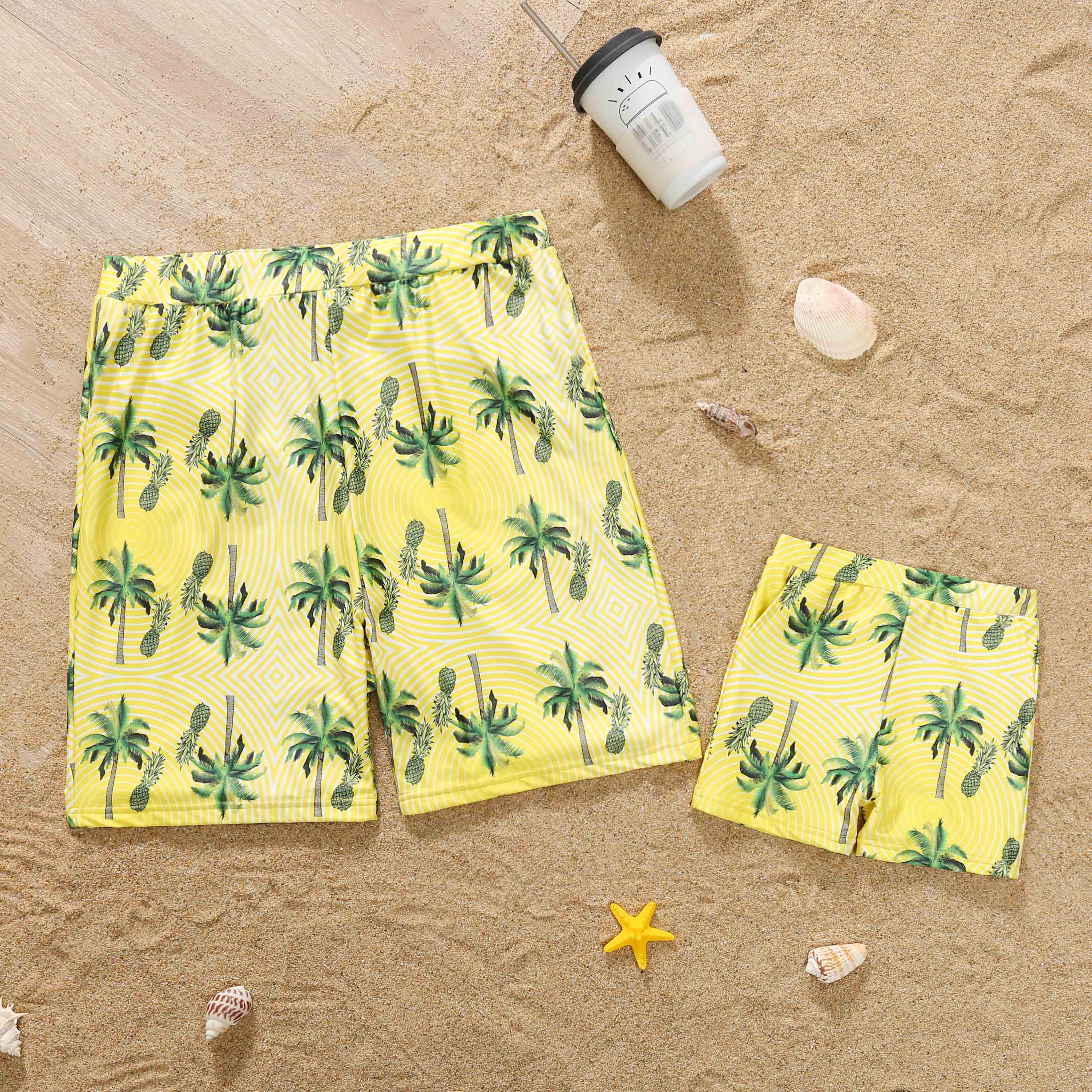 Family Matching Swimwear Coconut Tree and Pineapple Print One Piece Family Bathing Suit