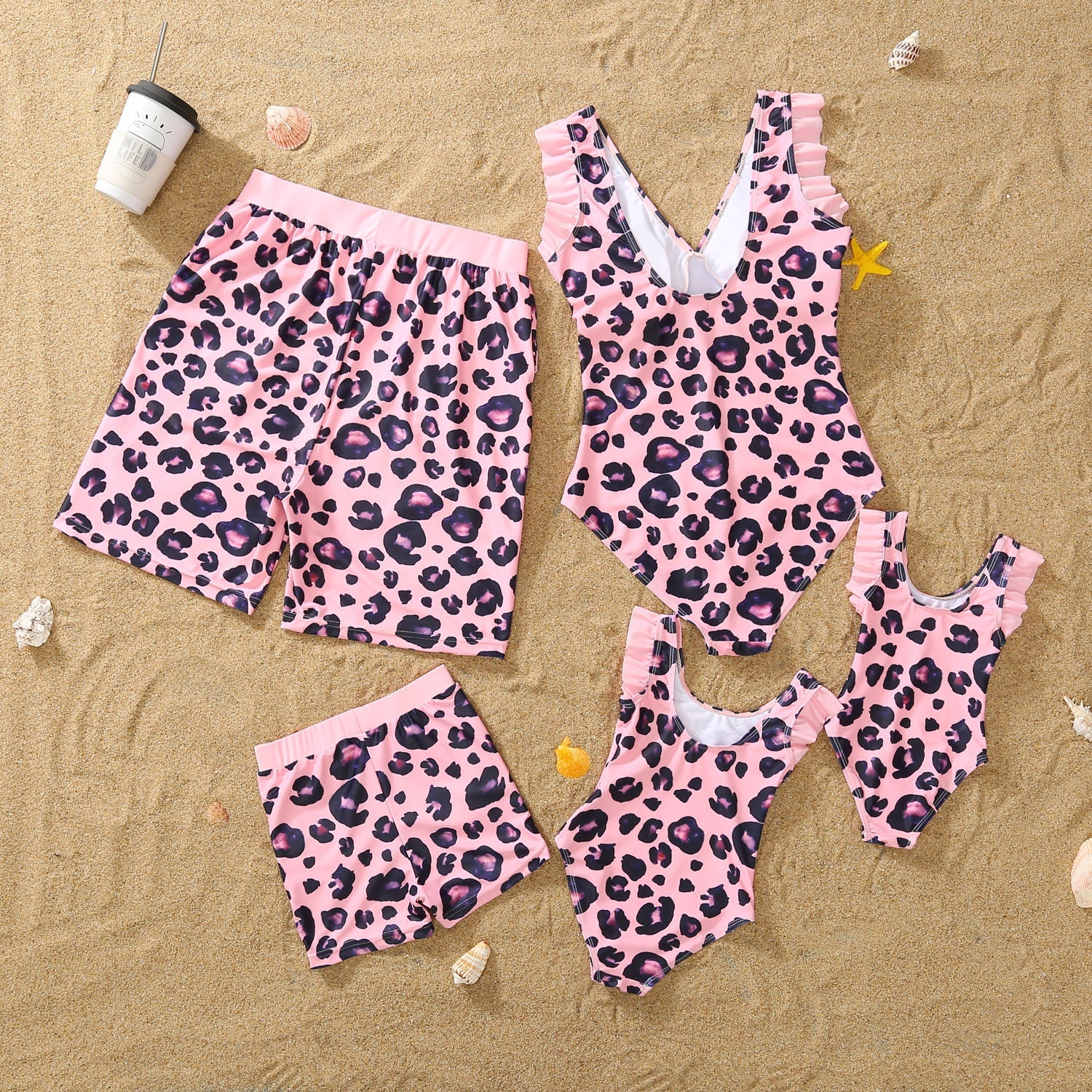 Family Matching Swimwear Leopard Print One Piece Family Bathing Suit