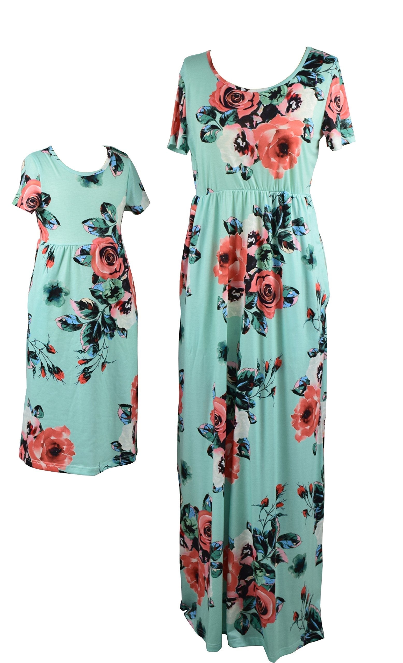 Mom and Me Floral Pattern Prints Matching Dresses