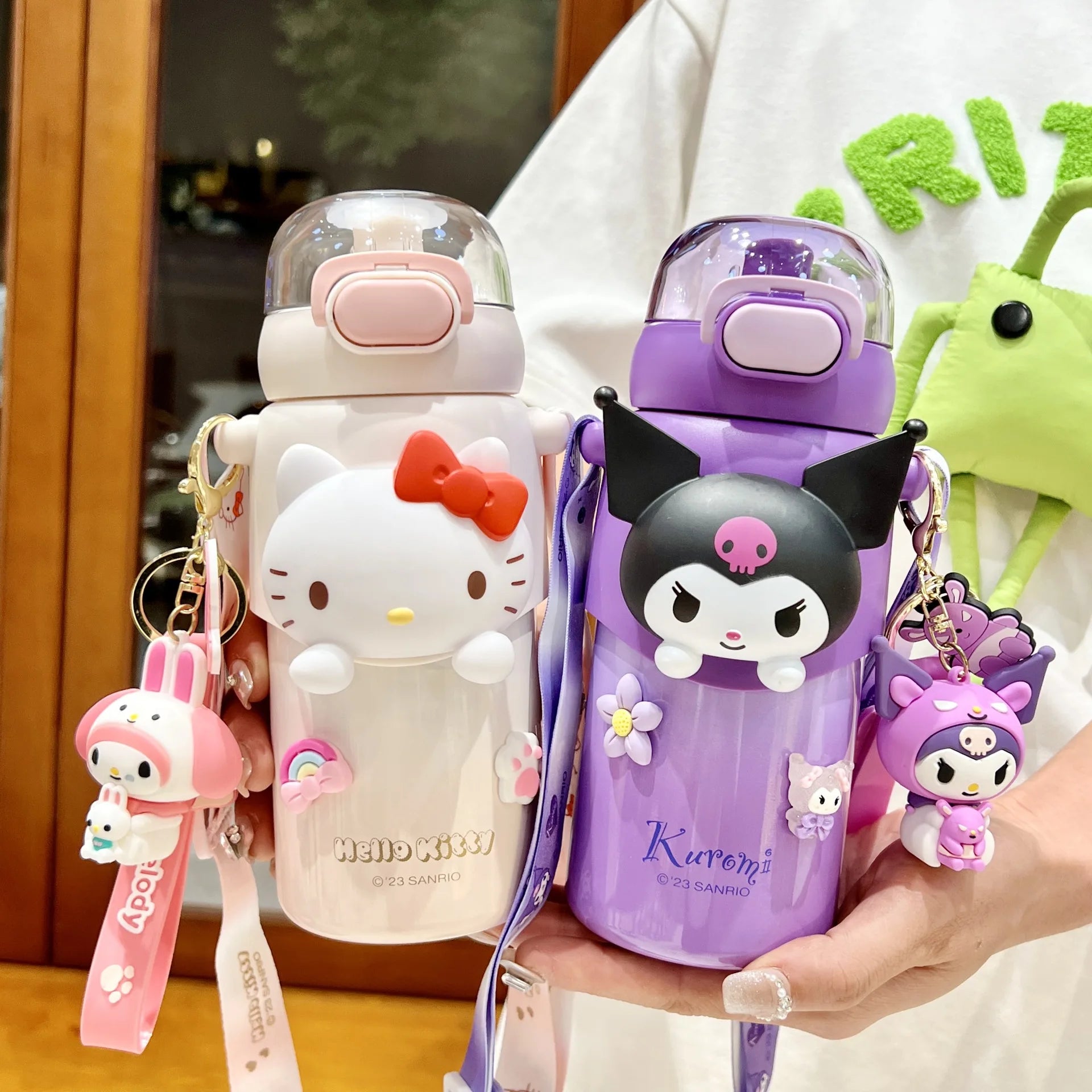 Sanrio Hello Kitty Water Cup 460ML Cute Kuromi Thermos Cups Anime Cartoon My Melody Juice Cups Insulated Water Bottle Kids Gifts
