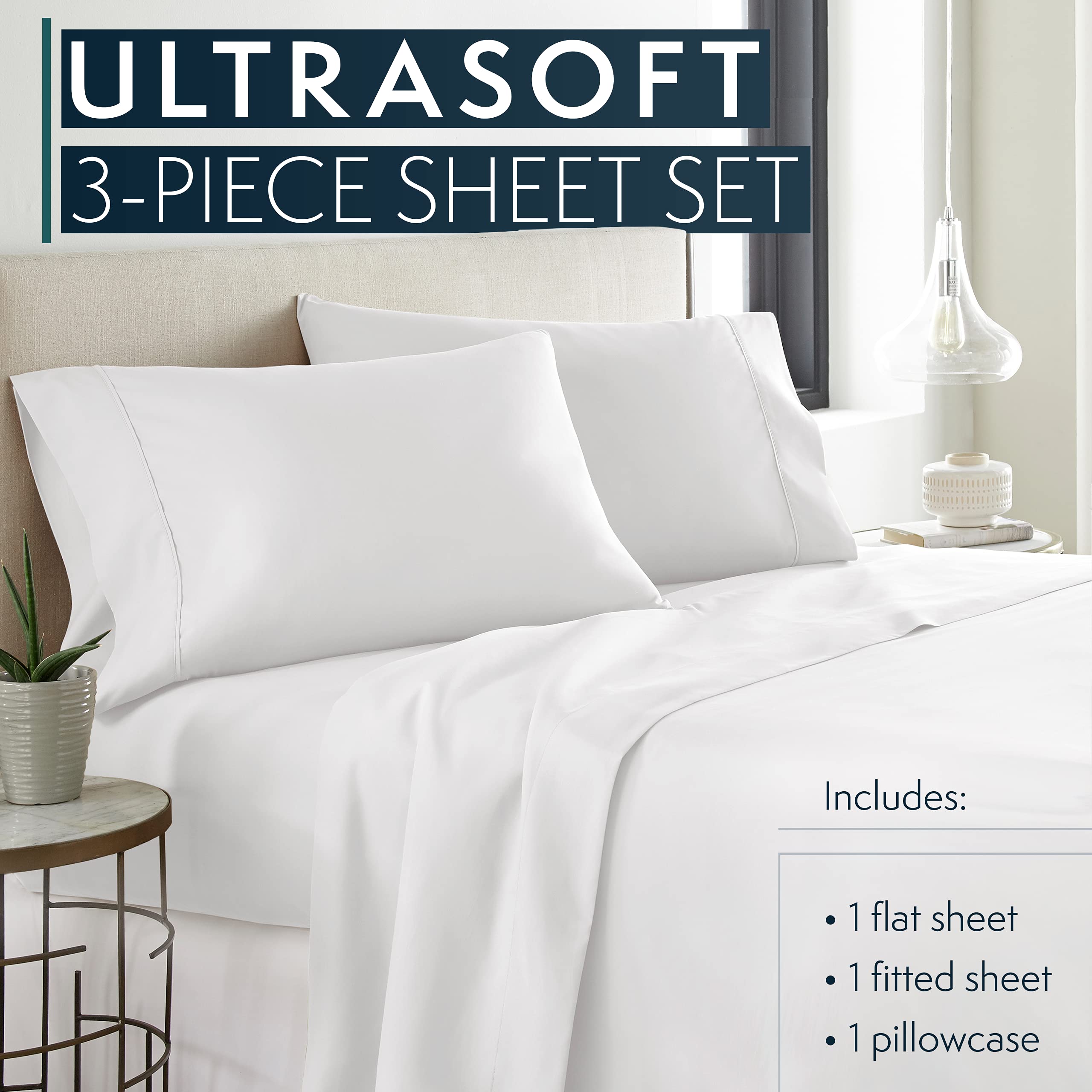 4 Piece Bedding Sheet & Pillowcases Sets-Fade Resistant & Machine Washable