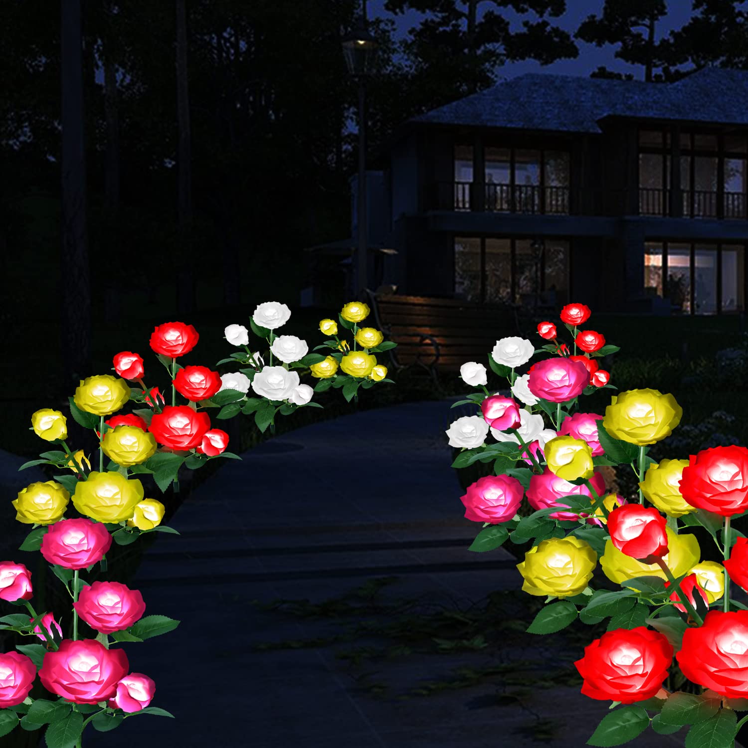 Solar Outdoor Lights 7 Rose Flowers