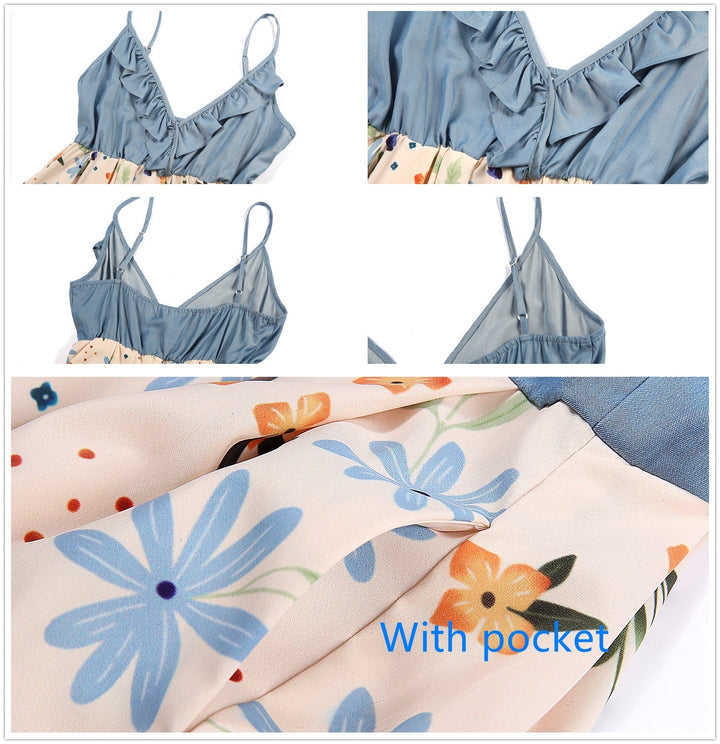 Denim Patchwork Flowers Pattern Mom and Son Matching Sets