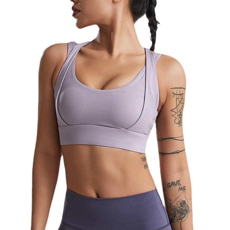 Women Large Size Sexy Push Up High Elastic Four Shoulder Straps Cross Back Wireless Sports Bra