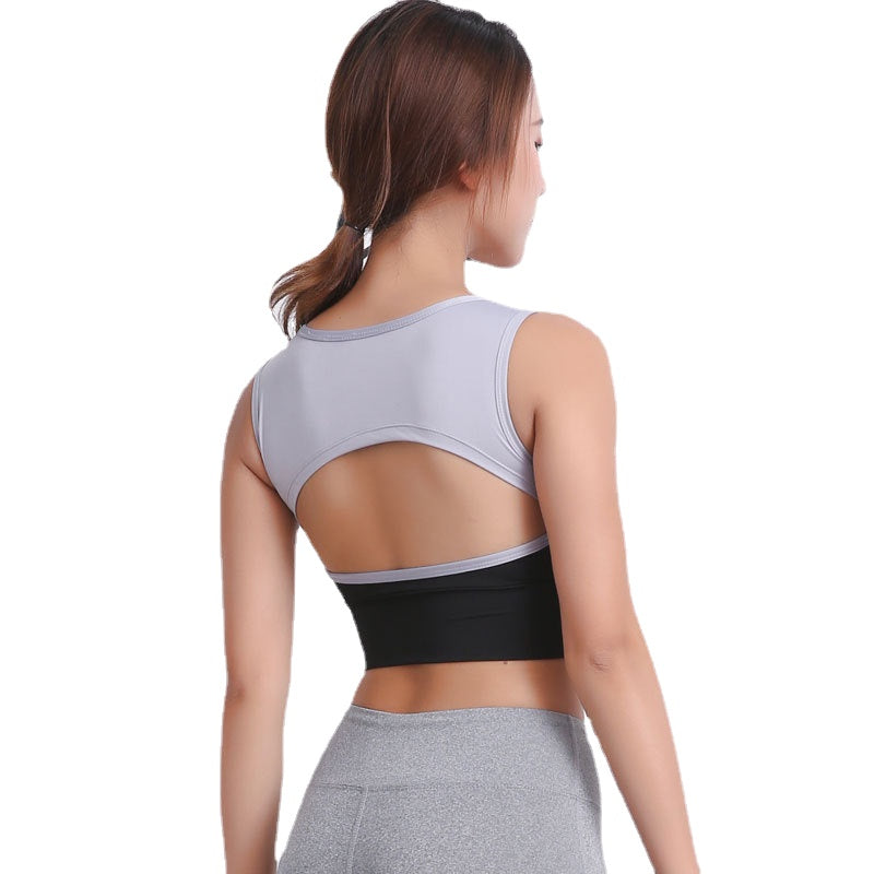 Women Summer Stitching High-Elasticity Quick-Drying Gathered Shockproof Sports Bra A-WX103