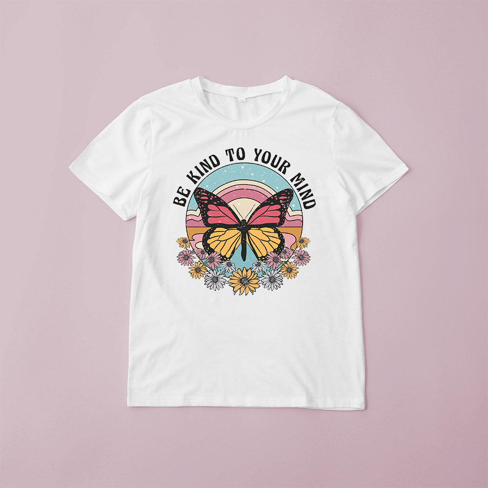 Mommy and Me Shirts Short Sleeve Butterfly Print T-Shirt