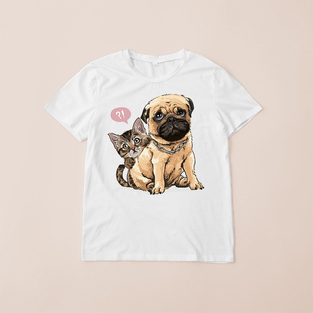 Mommy and Me Short Sleeve Dog Print T-Shirt